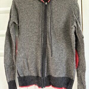 Peck and Peck Cashmere zip up striped sweater with hood